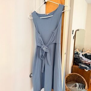 Modcloth Dusty Blue Midi Dress with Front or Back Tie